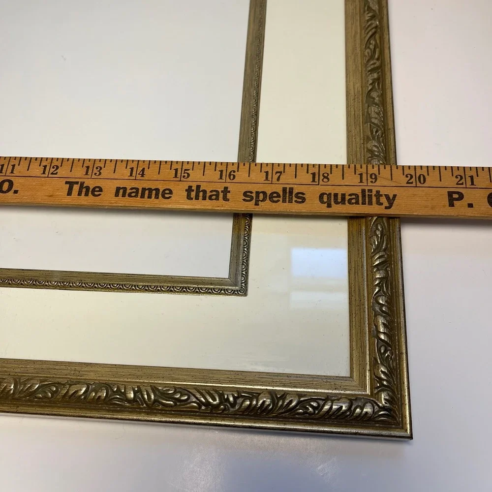 Vintage Gold Ornate Wood Picture Frame Matted with Glass 19.75x15.75 Velvet Back